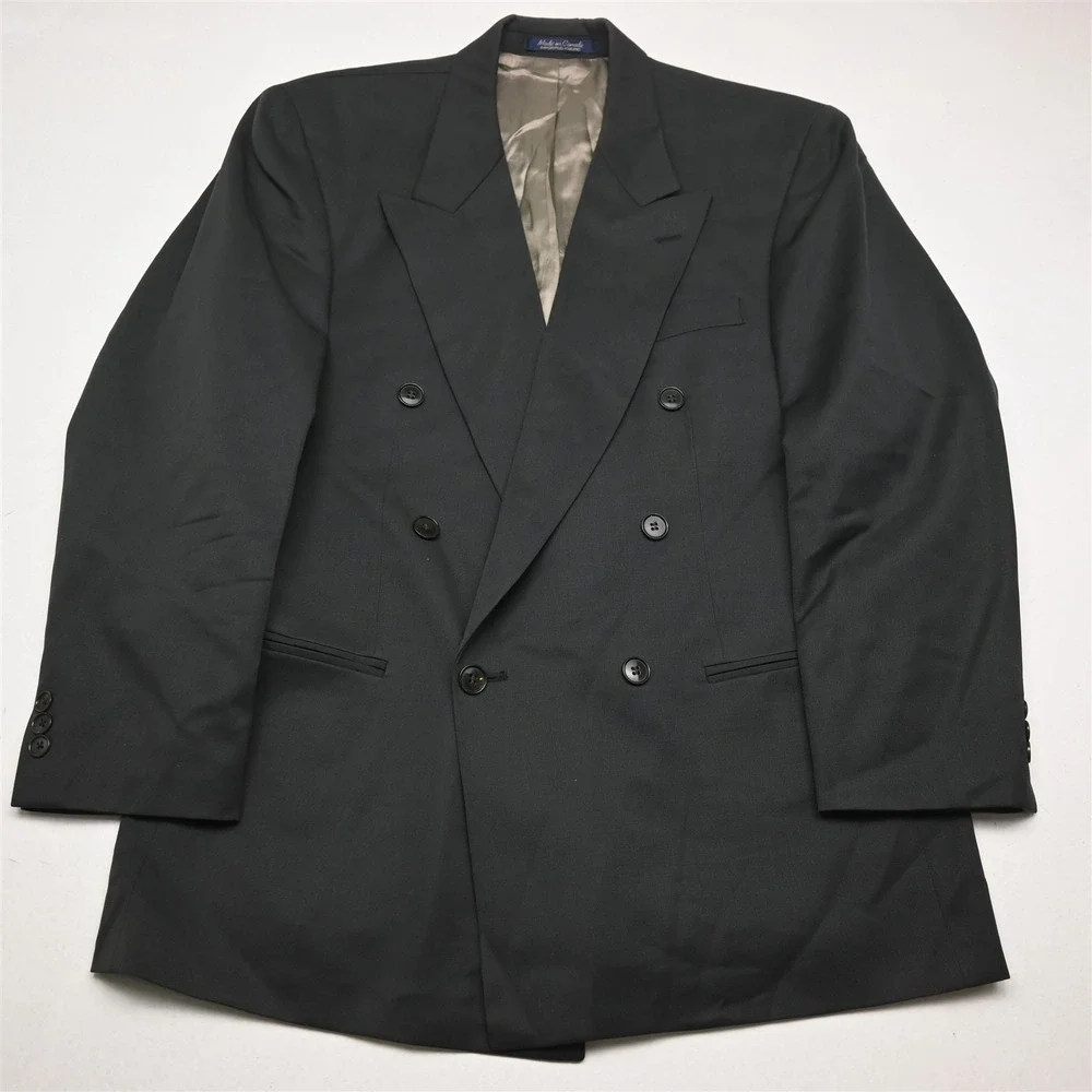 Vtg Mens Double Breasted‎ 40R 34x30 Green 100% Trabaldo Togna Wool Suit